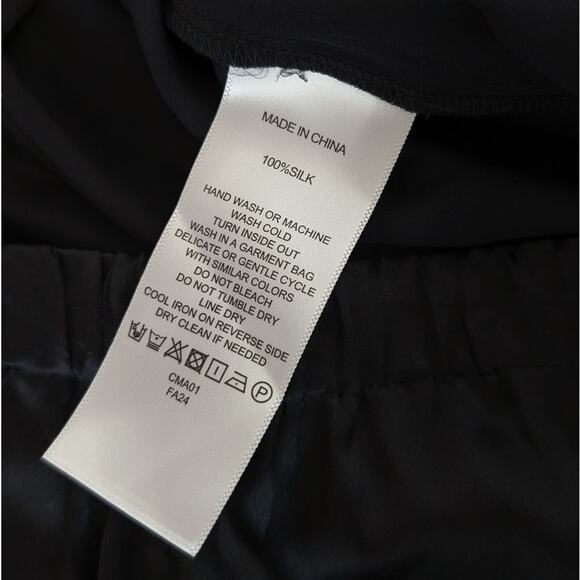 Quince Black 100% Silk High-rise Relaxed Wide Leg Pants, size XL - Picture 10 of 10